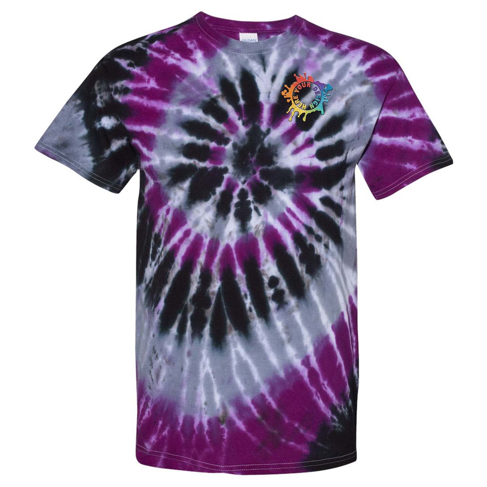 Dyenomite 100% Cotton Unisex Multicolor Spiral Tie-Dye T-Shirt Embroidery - Mato & Hash