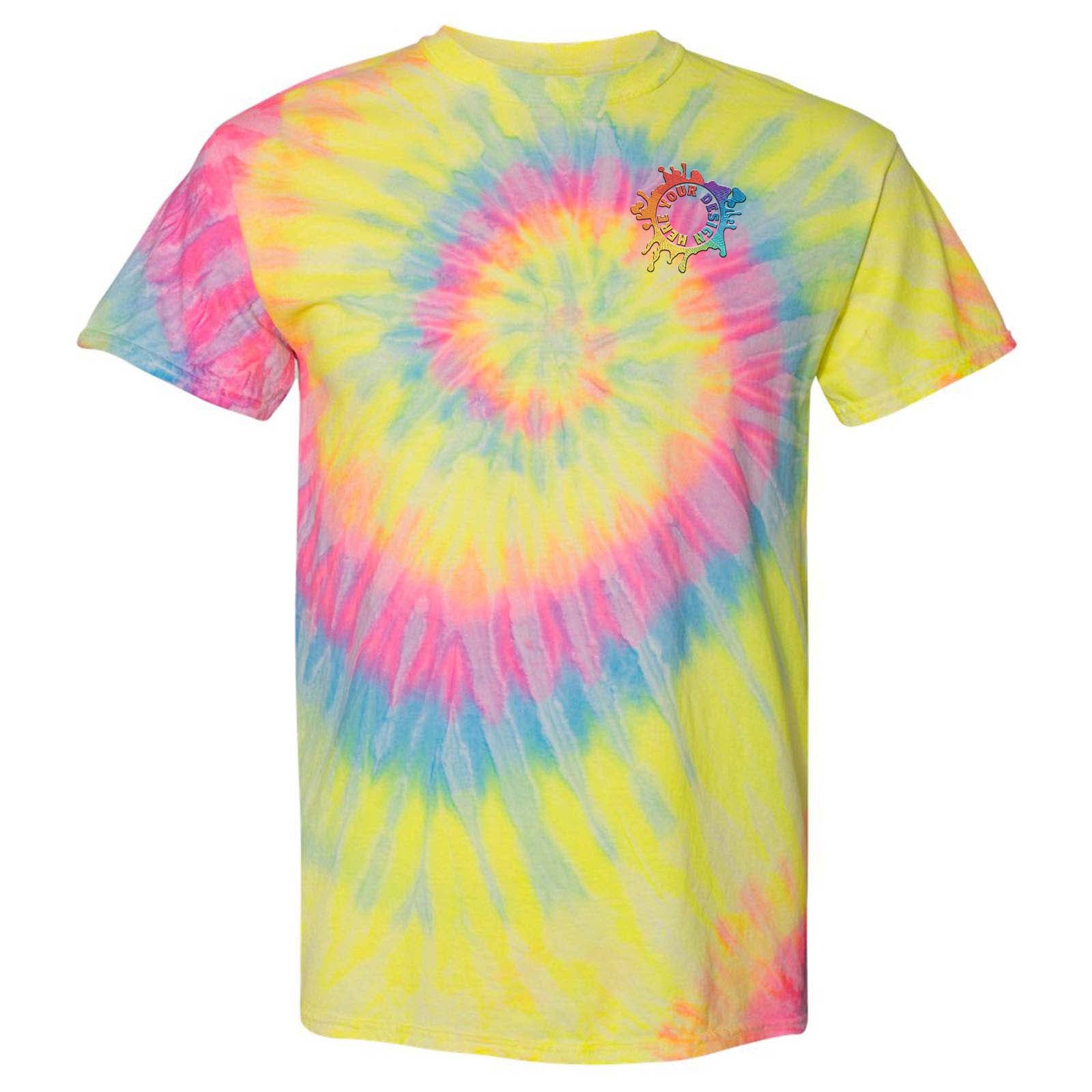 Dyenomite 100% Cotton Unisex Multicolor Spiral Tie-Dye T-Shirt Embroidery - Mato & Hash