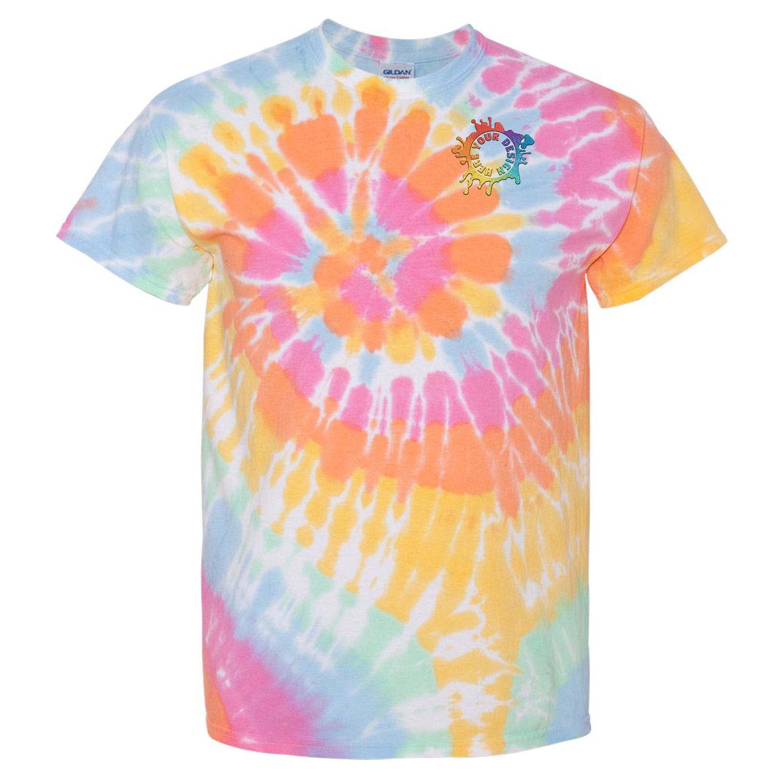 Dyenomite 100% Cotton Unisex Multicolor Spiral Tie-Dye T-Shirt Embroidery - Mato & Hash