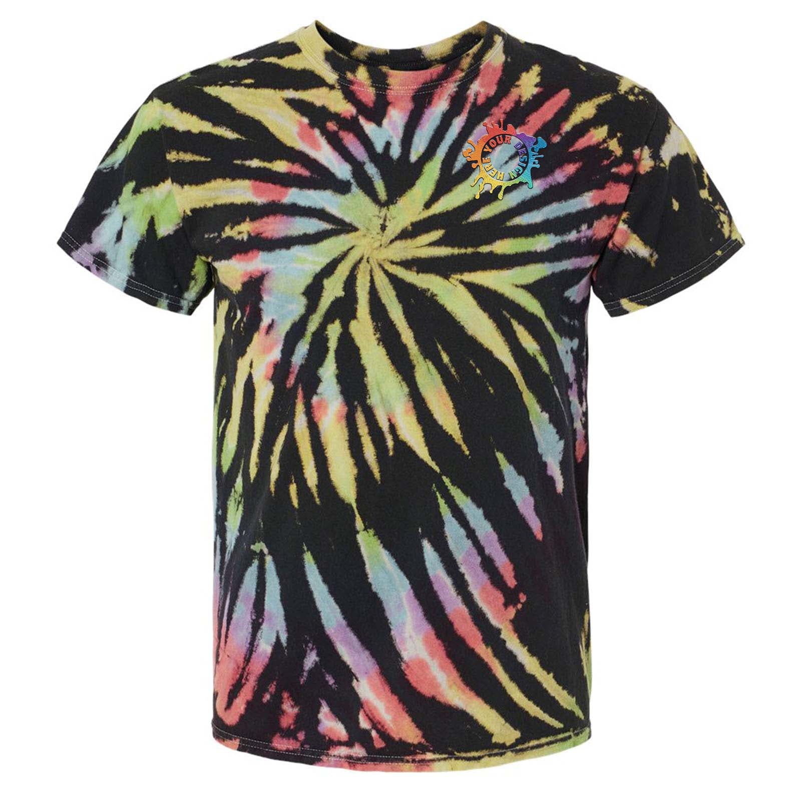 Dyenomite 100% Cotton Unisex Multicolor Spiral Tie-Dye T-Shirt Embroidery - Mato & Hash