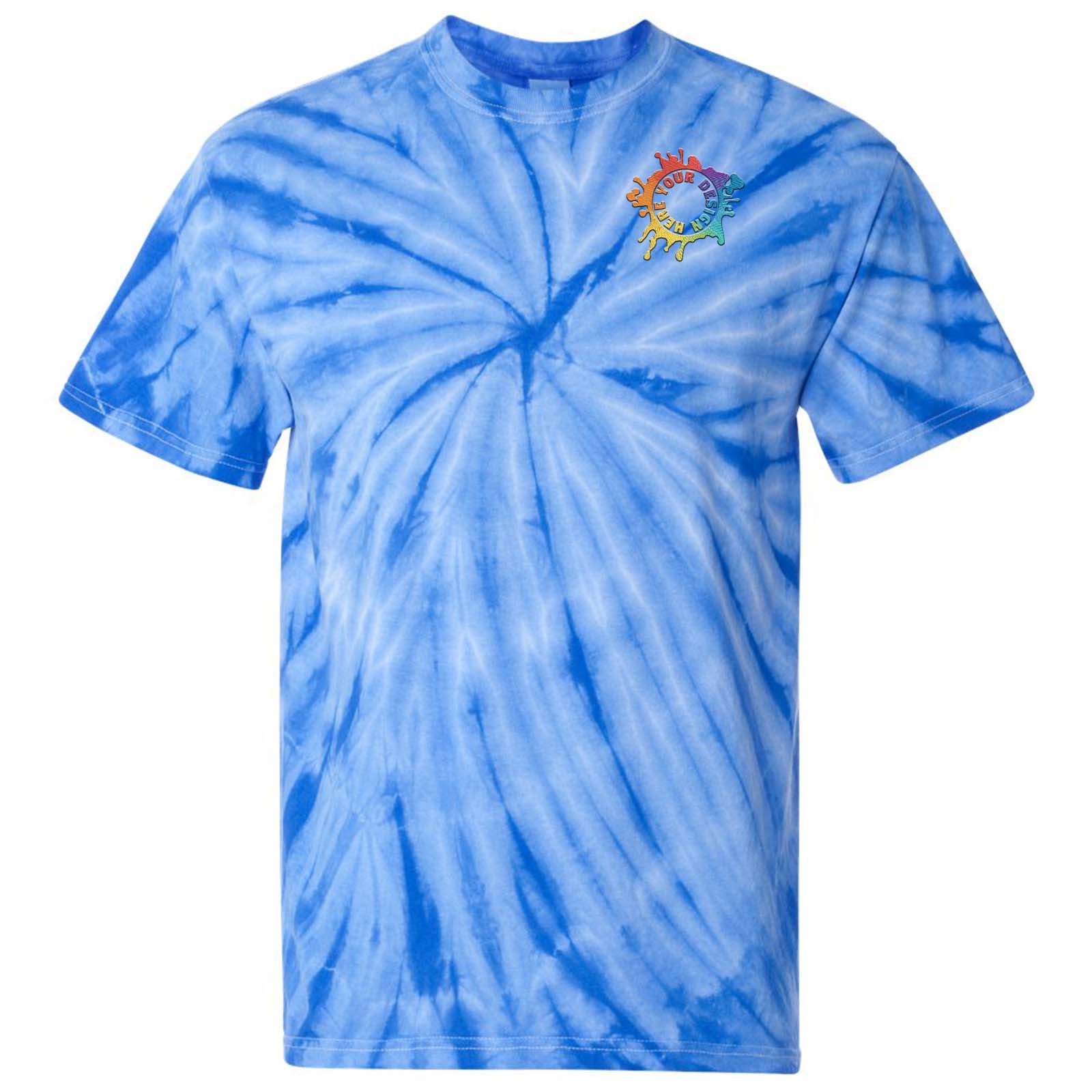 Dyenomite Cyclone Pinwheel 100% Cotton Unisex Tie-Dye T-Shirt Embroidery - Mato & Hash