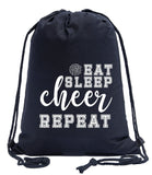 Eat, Sleep, Cheer, Repeat Cotton Drawstring Bag