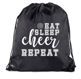 Eat, Sleep, Cheer, Repeat Polyester Drawstring Bag