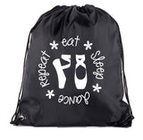 Eat - Sleep - Dance - Repeat + Pointe Shoes Polyester Drawstring Bag
