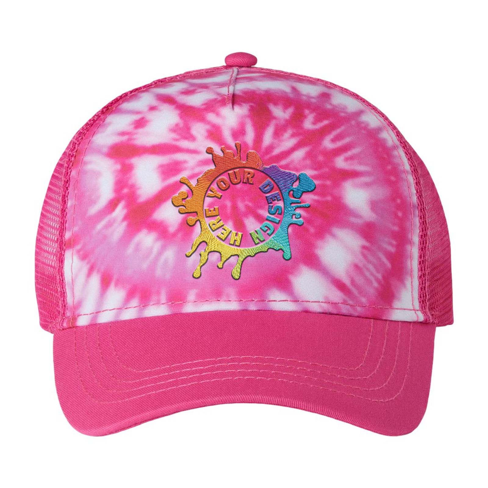 Embroidered Colortone Tie-Dyed 5-Panel Trucker Cap - Mato & Hash
