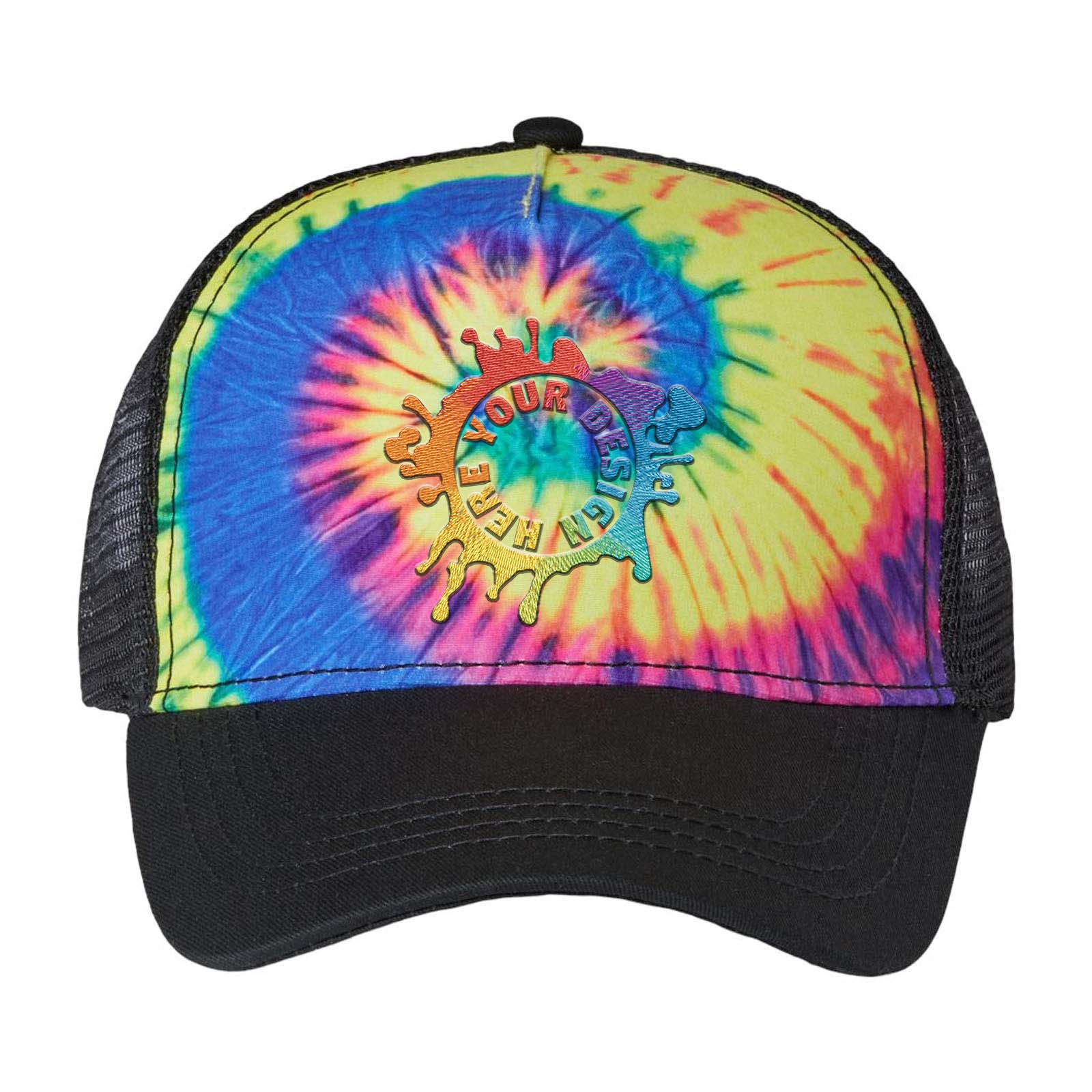 Embroidered Colortone Tie-Dyed 5-Panel Trucker Cap - Mato & Hash