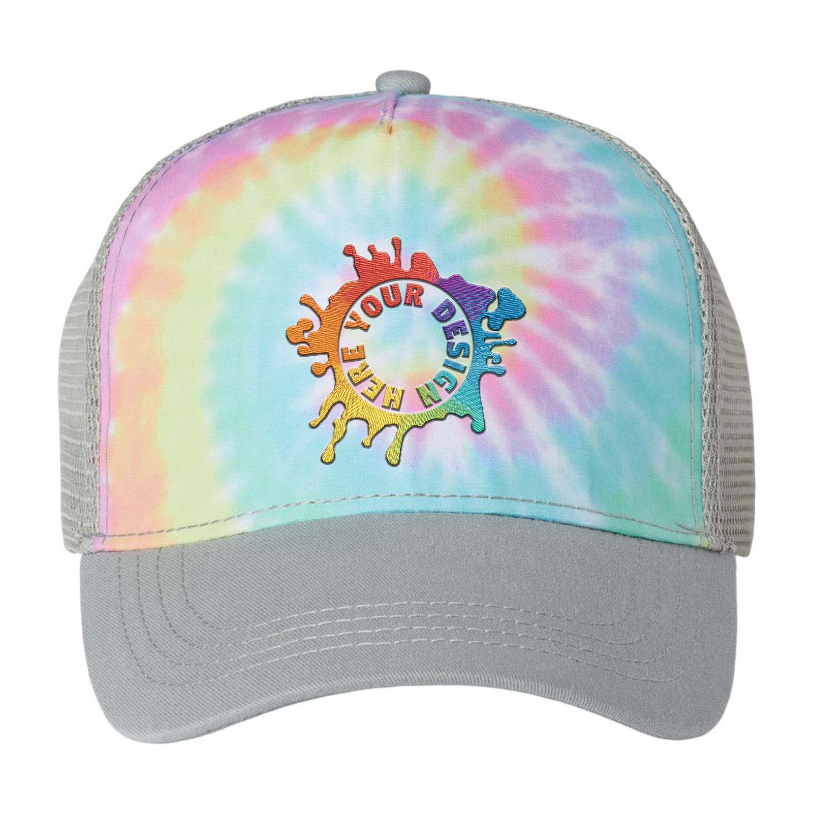 Embroidered Colortone Tie-Dyed 5-Panel Trucker Cap - Mato & Hash