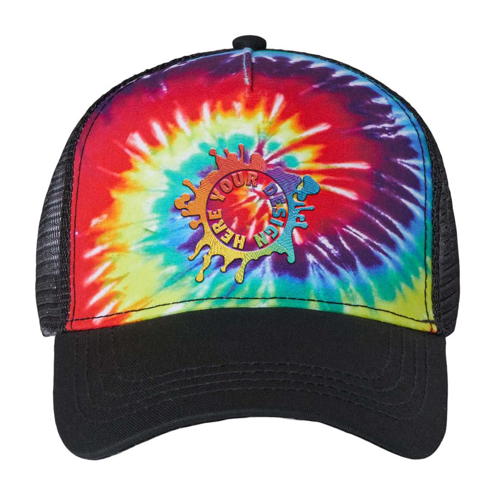 Embroidered Colortone Tie-Dyed 5-Panel Trucker Cap - Mato & Hash