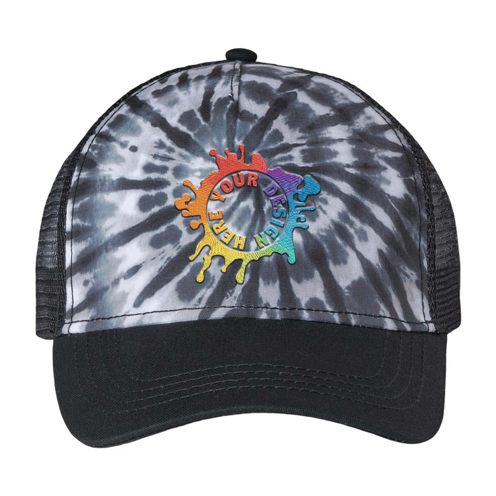 Embroidered Colortone Tie-Dyed 5-Panel Trucker Cap - Mato & Hash