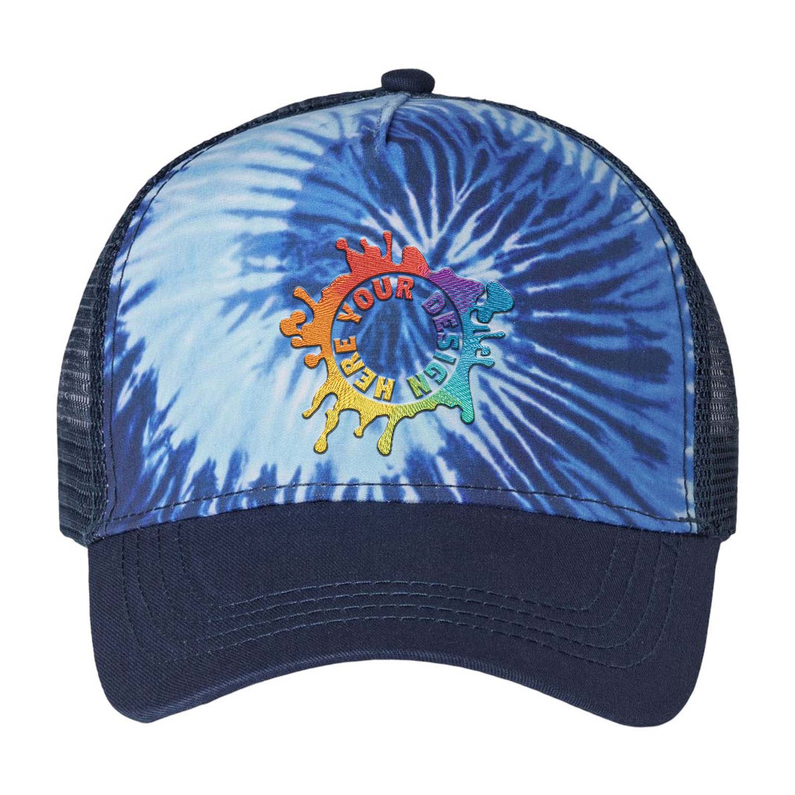 Embroidered Colortone Tie-Dyed 5-Panel Trucker Cap - Mato & Hash