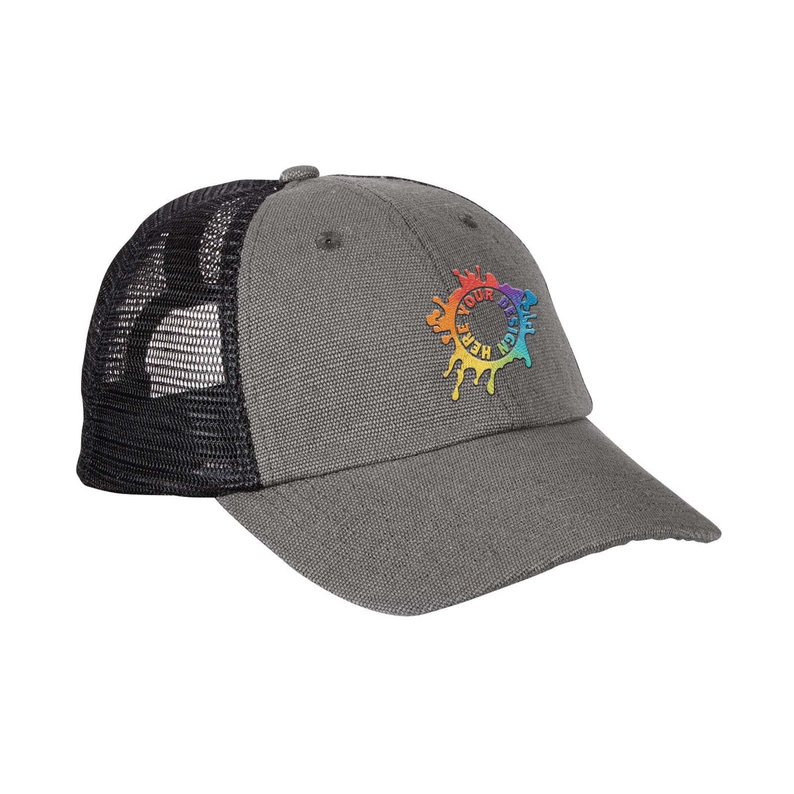 Embroidered econscious Washed Hemp Blend Trucker Hat - Mato & Hash