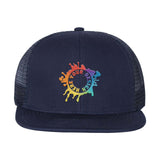 Embroidered Mega Cap - Flat Bill Six-Panel Trucker Cap - Mato & Hash