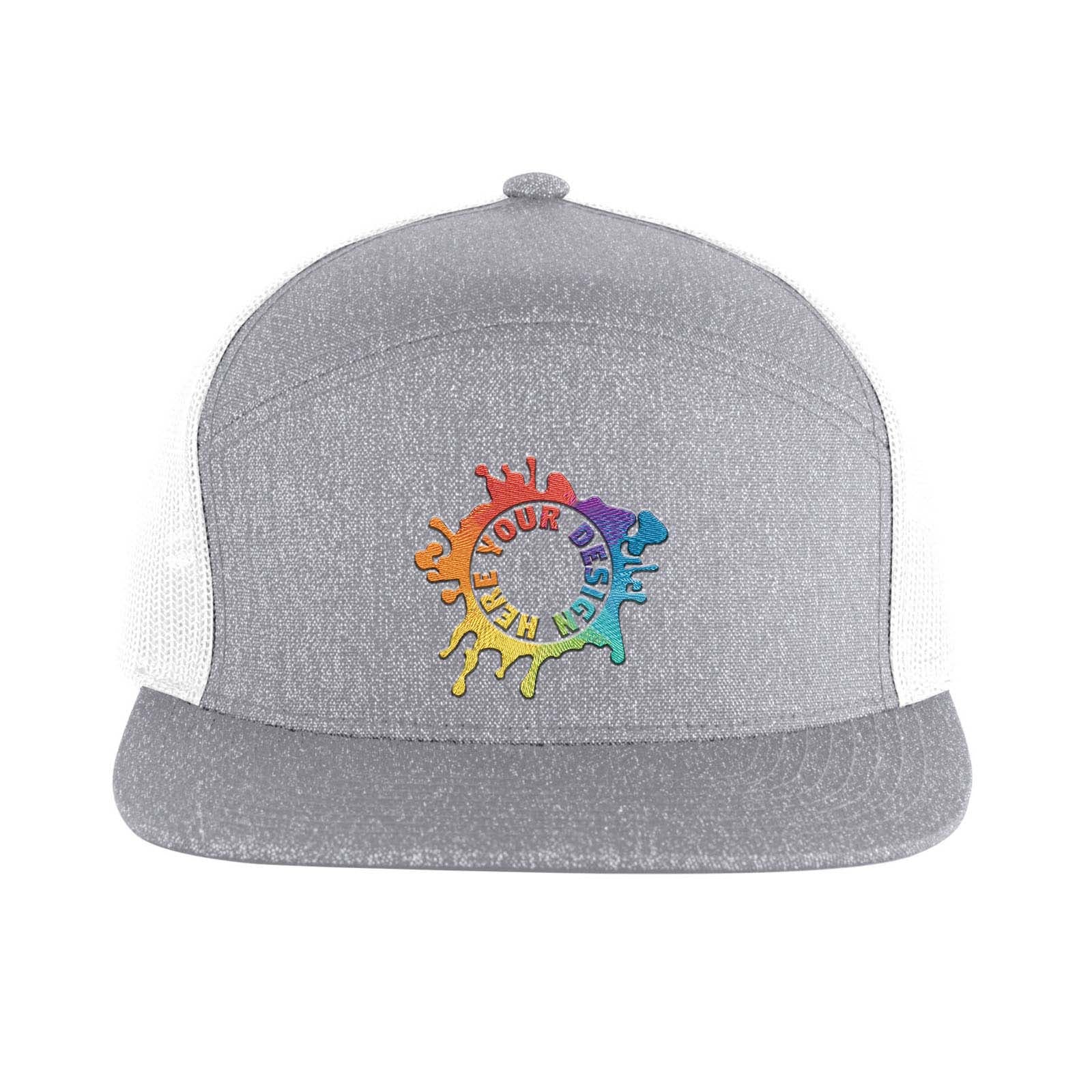 Embroidered Pacific Headwear Heathered 6-Panel Arch Trucker Snapback Cap - Mato & Hash