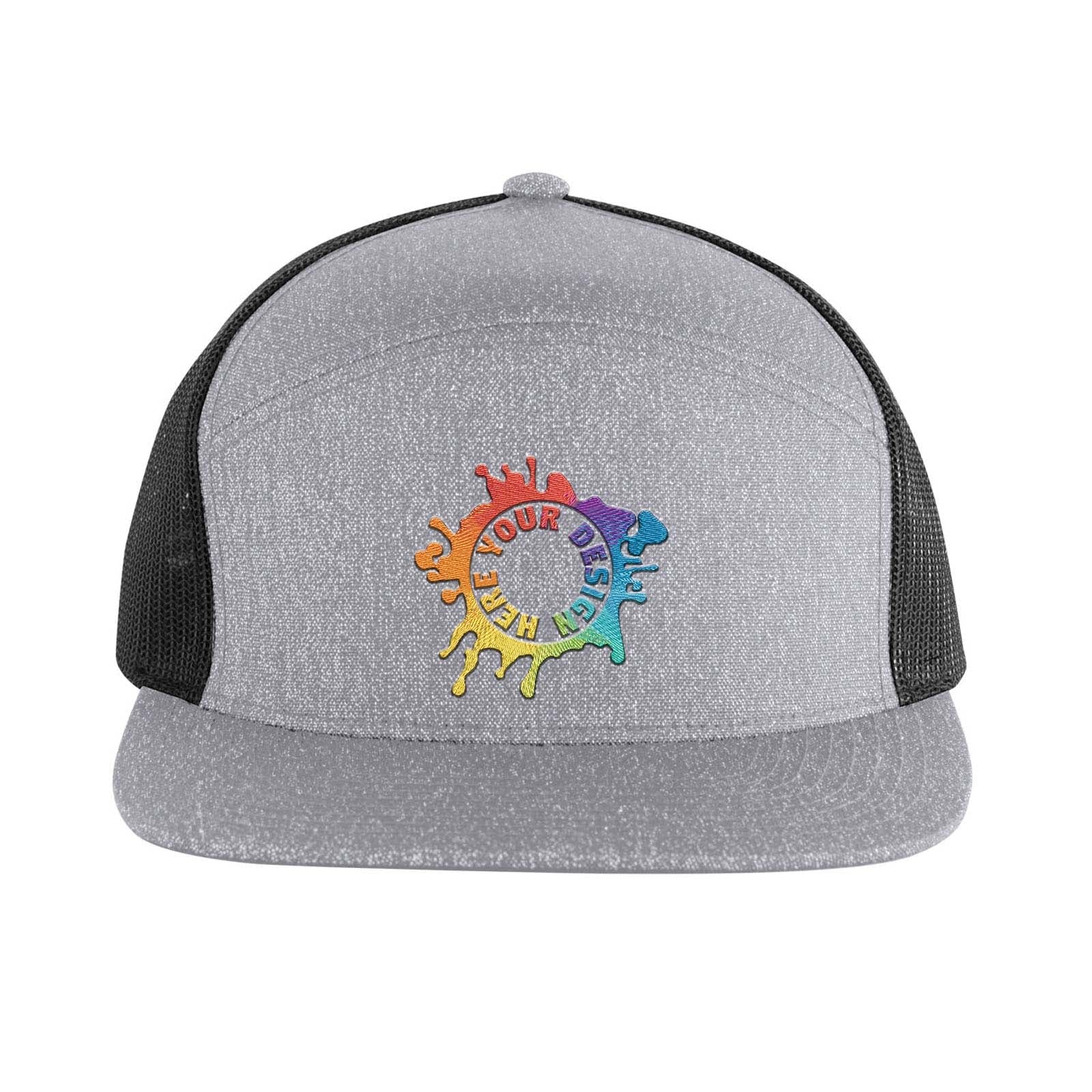 Embroidered Pacific Headwear Heathered 6-Panel Arch Trucker Snapback Cap - Mato & Hash