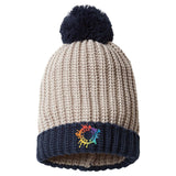 Embroidered Richardson Chunky Cable with Cuff & Pom Beanie - Mato & Hash