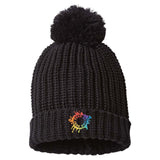 Embroidered Richardson Chunky Cable with Cuff & Pom Beanie
