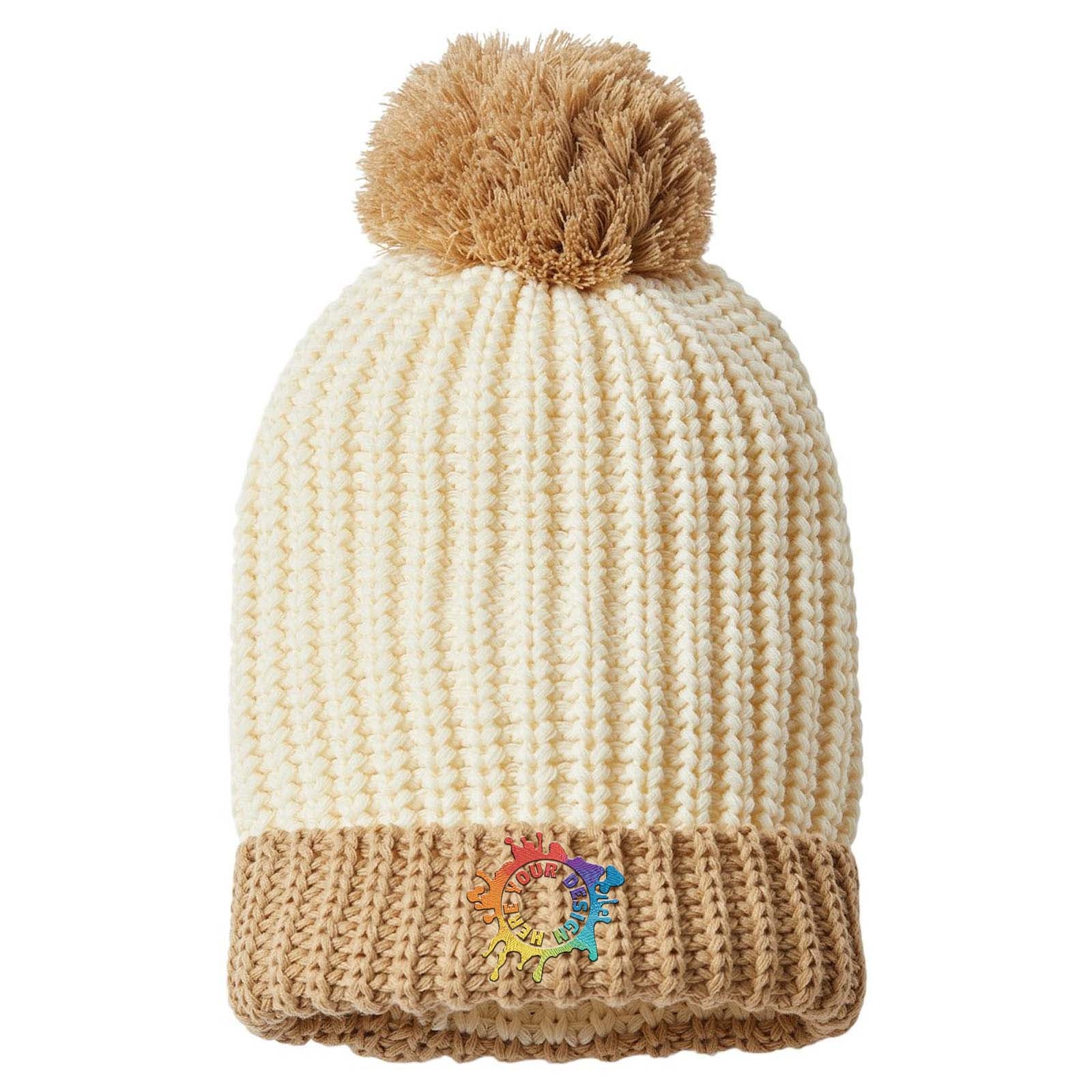 Embroidered Richardson Chunky Cable with Cuff & Pom Beanie - Mato & Hash