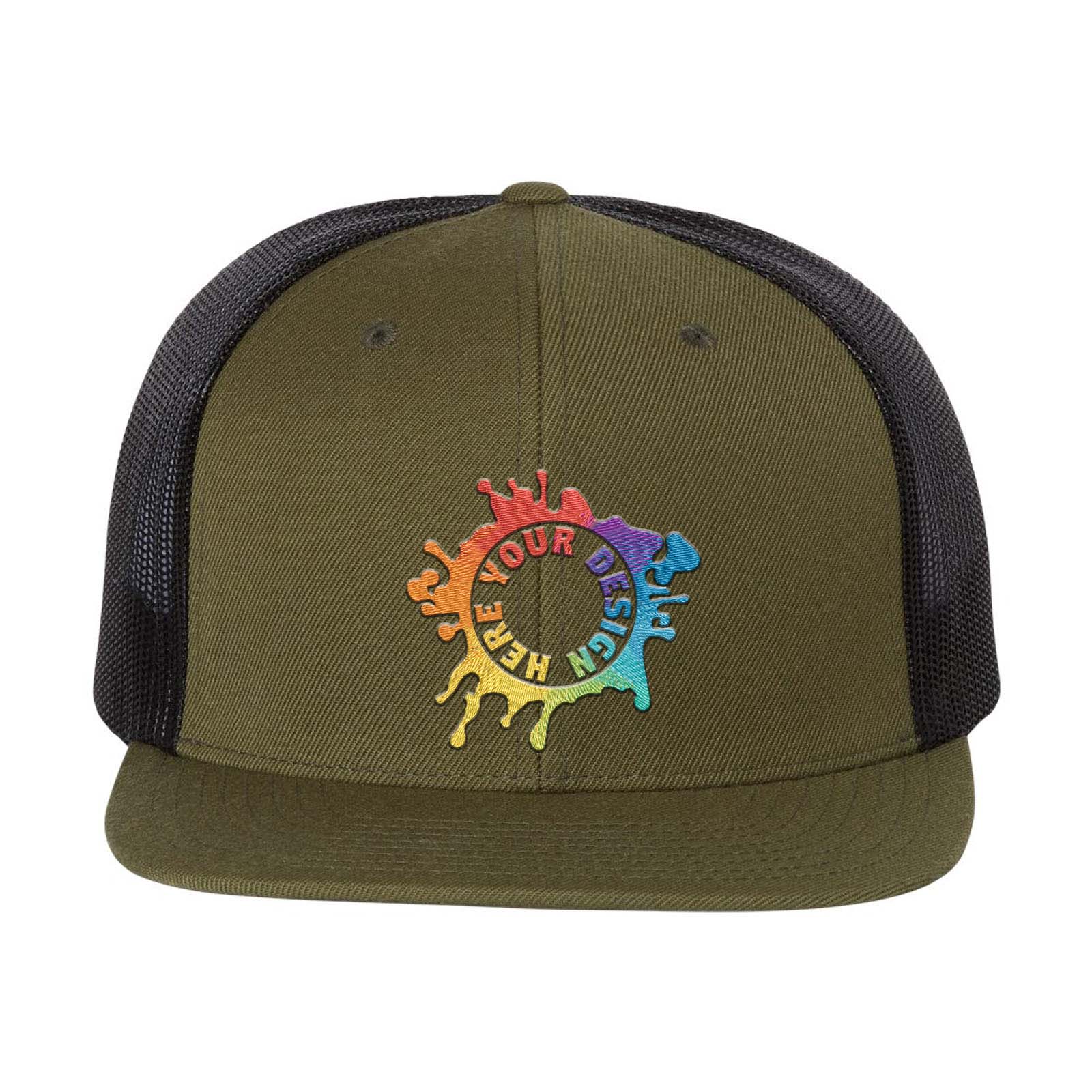 Embroidered Richardson Wool Blend Flat Bill Trucker Cap - Mato & Hash