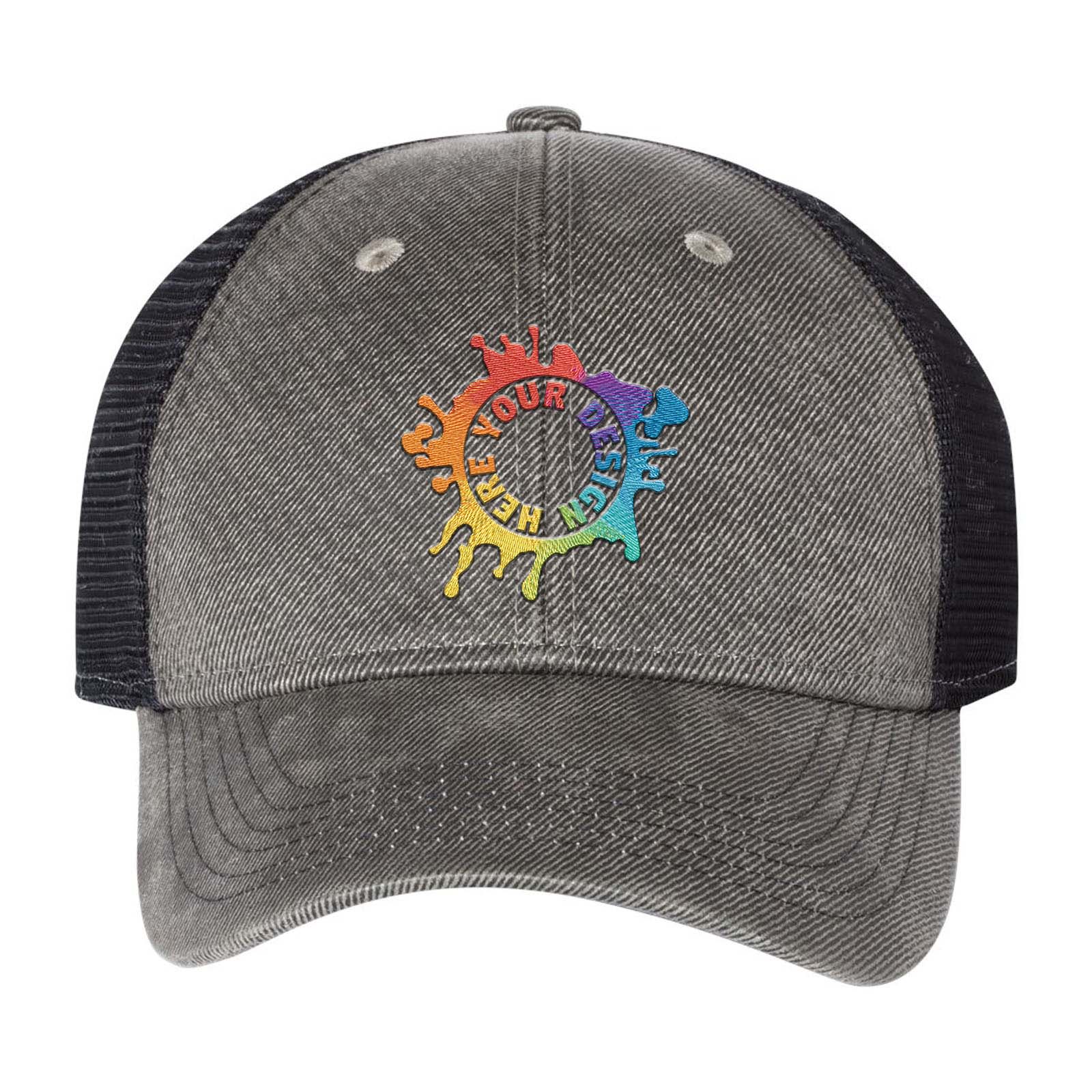 Embroidered Sportsman Faux Waxy Trucker Cap - Mato & Hash