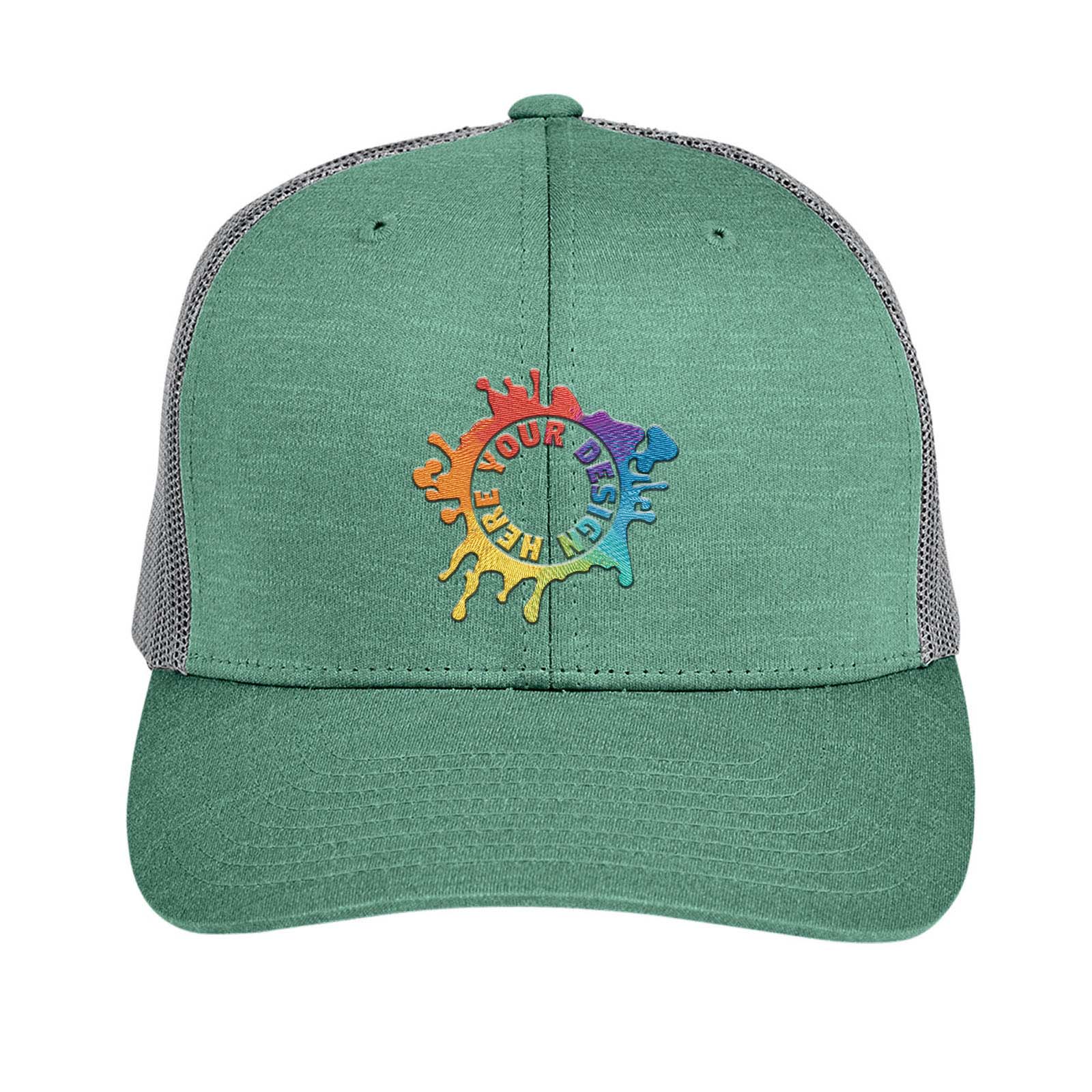 Embroidered Team 365 by Yupoong® Adult Zone Sonic Heather Trucker Cap - Mato & Hash