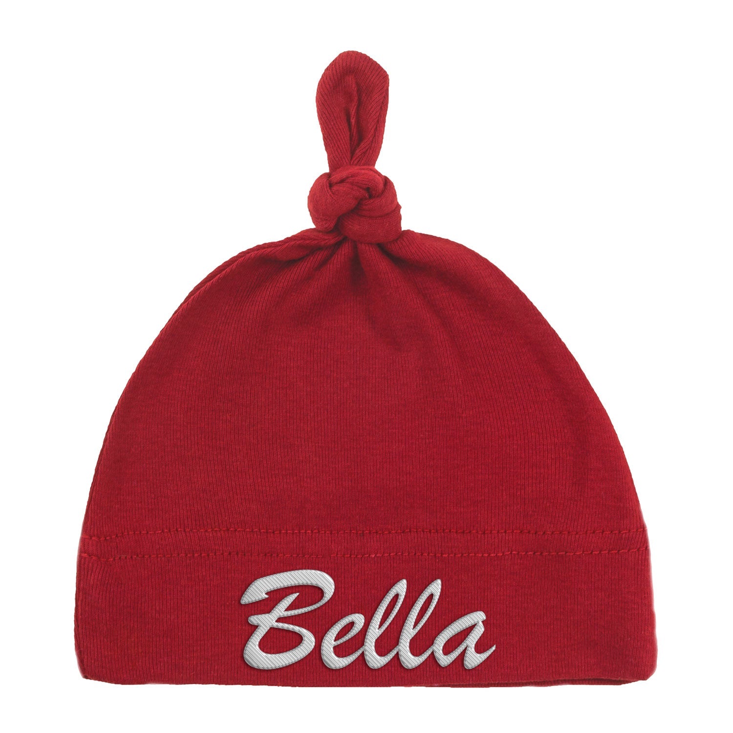 Embroidered Text Custom Name Baby Hat w/ Adjustable Top Knot - Mato & Hash