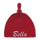 Embroidered Text Custom Name Baby Hat w/ Adjustable Top Knot - Mato & Hash
