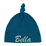 Embroidered Text Custom Name Baby Hat w/ Adjustable Top Knot - Mato & Hash