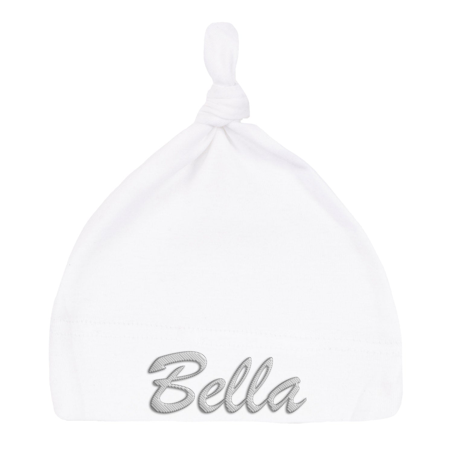 Embroidered Text Custom Name Baby Hat w/ Adjustable Top Knot - Mato & Hash