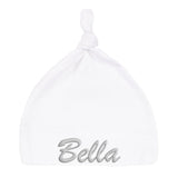 Embroidered Text Custom Name Baby Hat w/ Adjustable Top Knot - Mato & Hash
