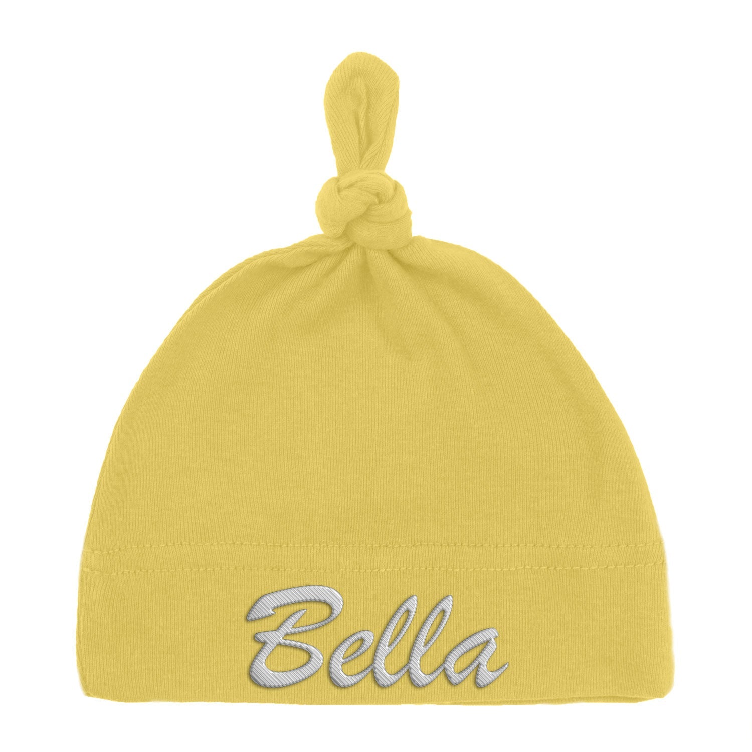 Embroidered Text Custom Name Baby Hat w/ Adjustable Top Knot - Mato & Hash
