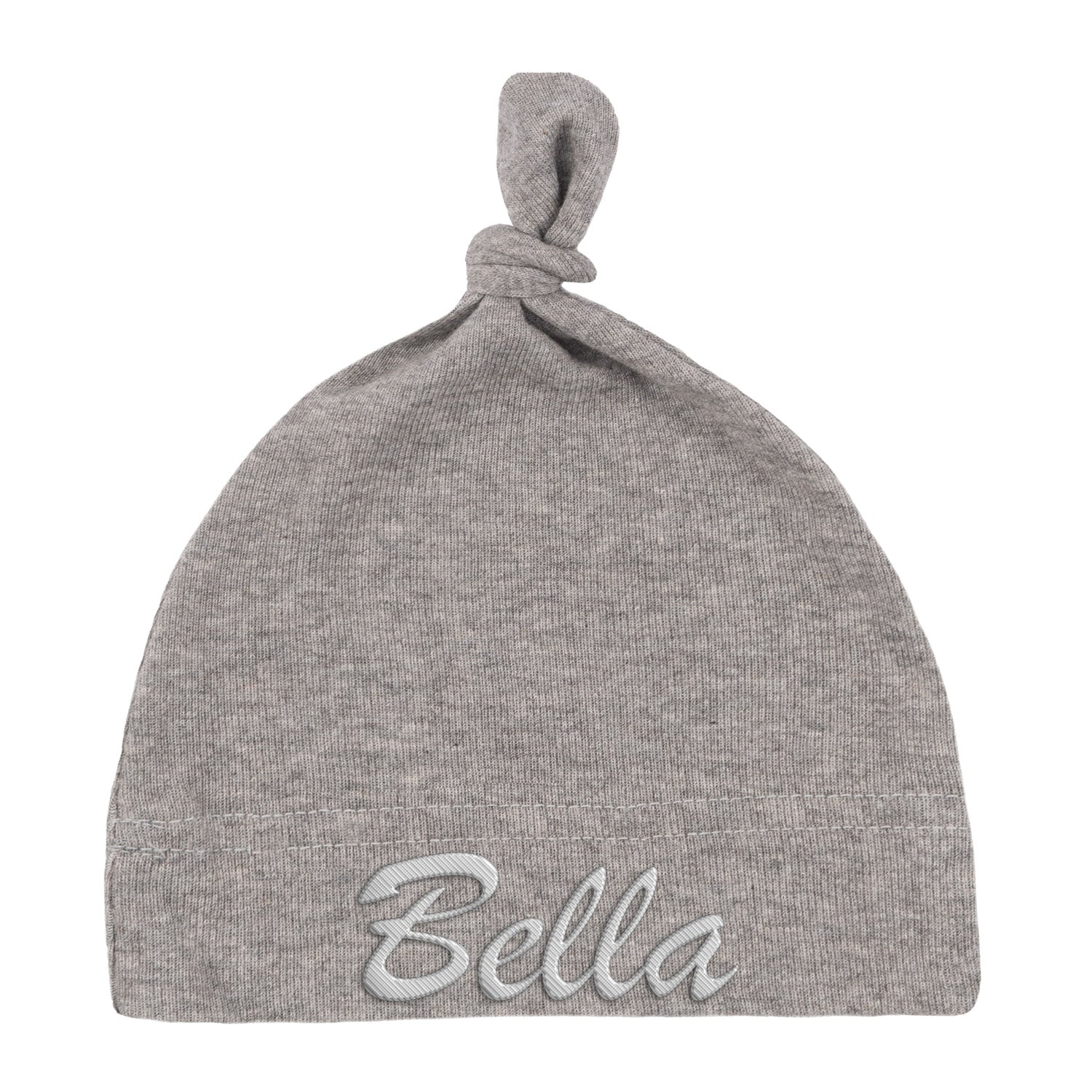 Embroidered Text Custom Name Baby Hat w/ Adjustable Top Knot - Mato & Hash