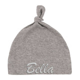 Embroidered Text Custom Name Baby Hat w/ Adjustable Top Knot - Mato & Hash