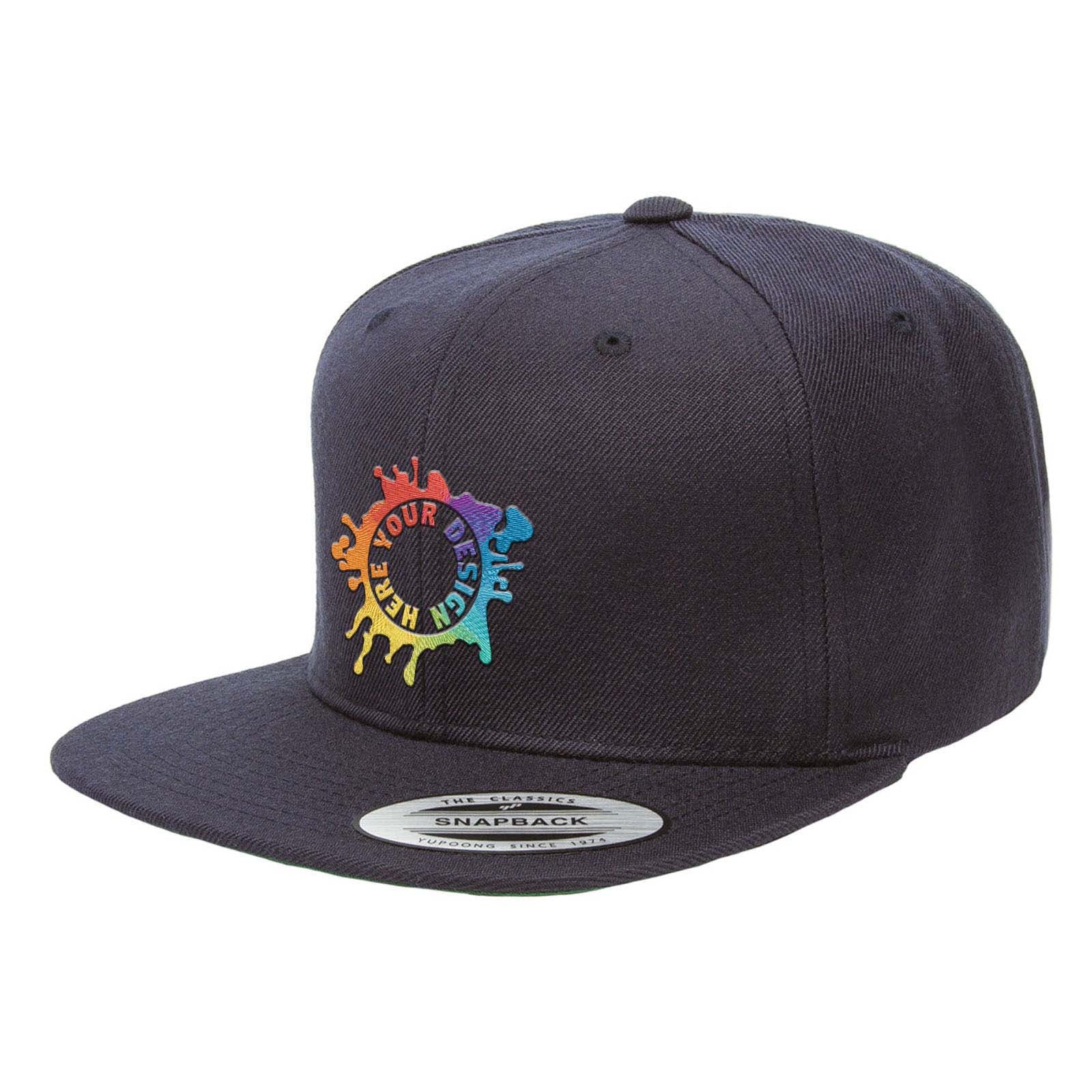 Embroidered Yupoong Adult 6-Panel Structured Flat Visor Classic Snapback - Mato & Hash