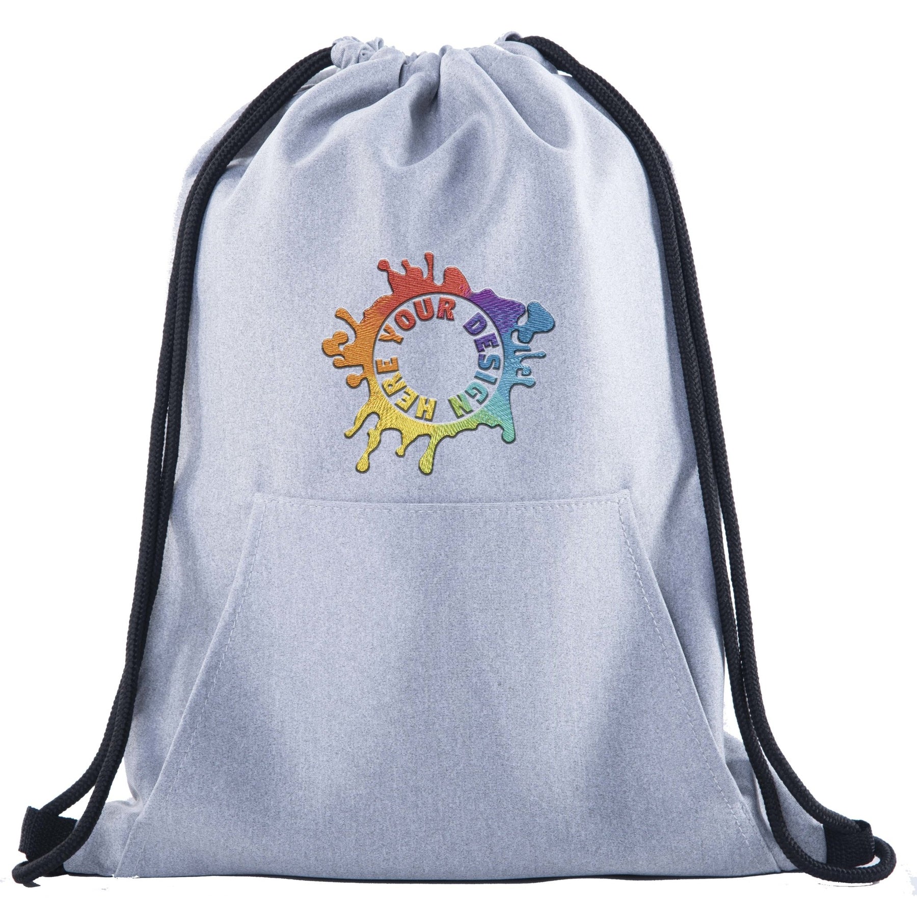 Embroidery Mélange Drawstring Gym Bag With Quick-Access Pocket - Mato & Hash