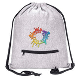 Embroidery Mélange Drawstring Gym Bag With Zipper Pocket - Mato & Hash