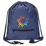 Embroidery Mélange Drawstring Gym Bag With Zipper Pocket - Mato & Hash