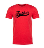 Father + Classic Baseball Logo Text & Custom Number Unisex T Shirts
