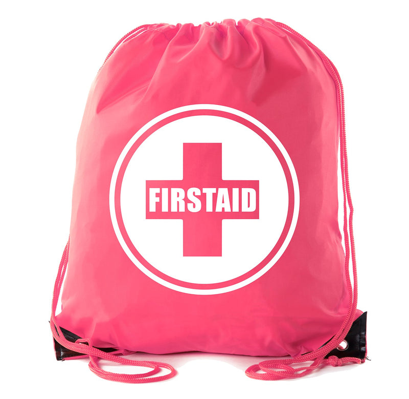 First Aid Symbol - Circle - Polyester Drawstring Bag - Mato & Hash