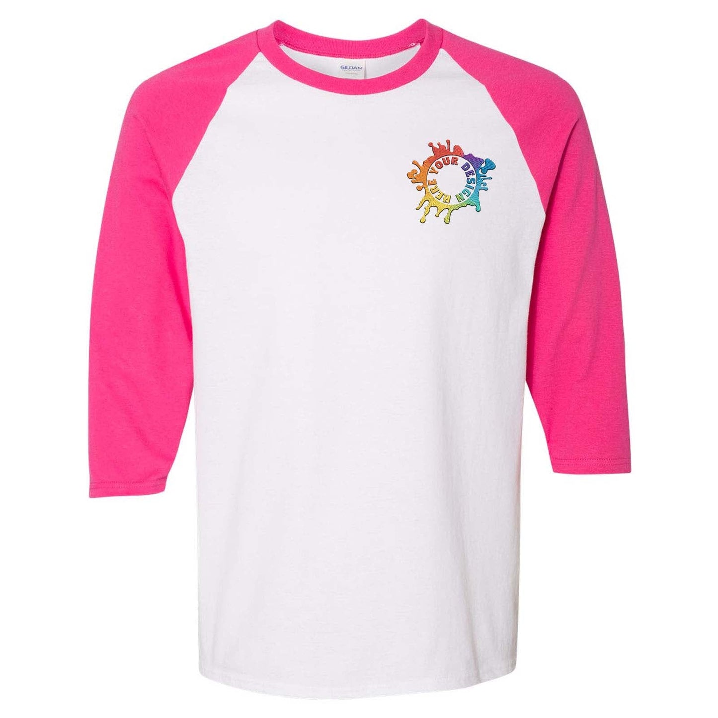 Gildan Heavy Cotton™ Raglan Three-Quarter Sleeve T-Shirt Embroidery - Mato & Hash