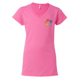 Gildan Softstyle Women's 100% Cotton V-Neck T-Shirt Embroidery - Mato & Hash