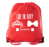 Girl or Boy? Cast Your Vote Baby Shower Polyester Drawstring Bag