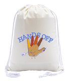 Hands Off the Turkey Thanksgiving Cotton Drawstring Bag - Mato & Hash
