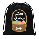 Happy Hunting Custom Name Easter Mini Polyester Drawstring Bag