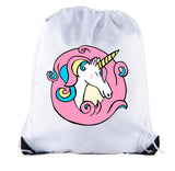 Happy Unicorn Polyester Drawstring Bag