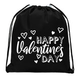 Happy Valentine's Day Hearts Mini Polyester Drawstring Bag
