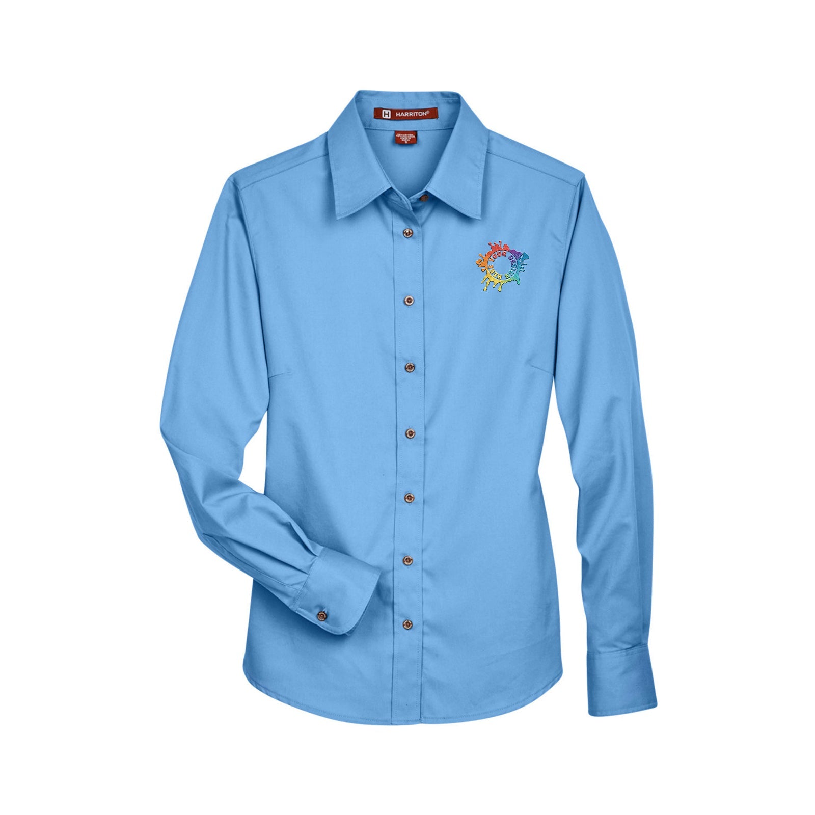 Harriton Ladies' Easy Blend™ Long-Sleeve Twill Shirt with Stain-Release Embroidery - Mato & Hash