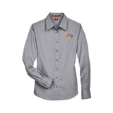 Harriton Ladies' Easy Blend™ Long-Sleeve Twill Shirt with Stain-Release Embroidery - Mato & Hash