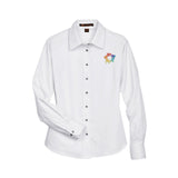 Harriton Ladies' Easy Blend™ Long-Sleeve Twill Shirt with Stain-Release Embroidery - Mato & Hash