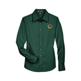 Harriton Ladies' Easy Blend™ Long-Sleeve Twill Shirt with Stain-Release Embroidery - Mato & Hash