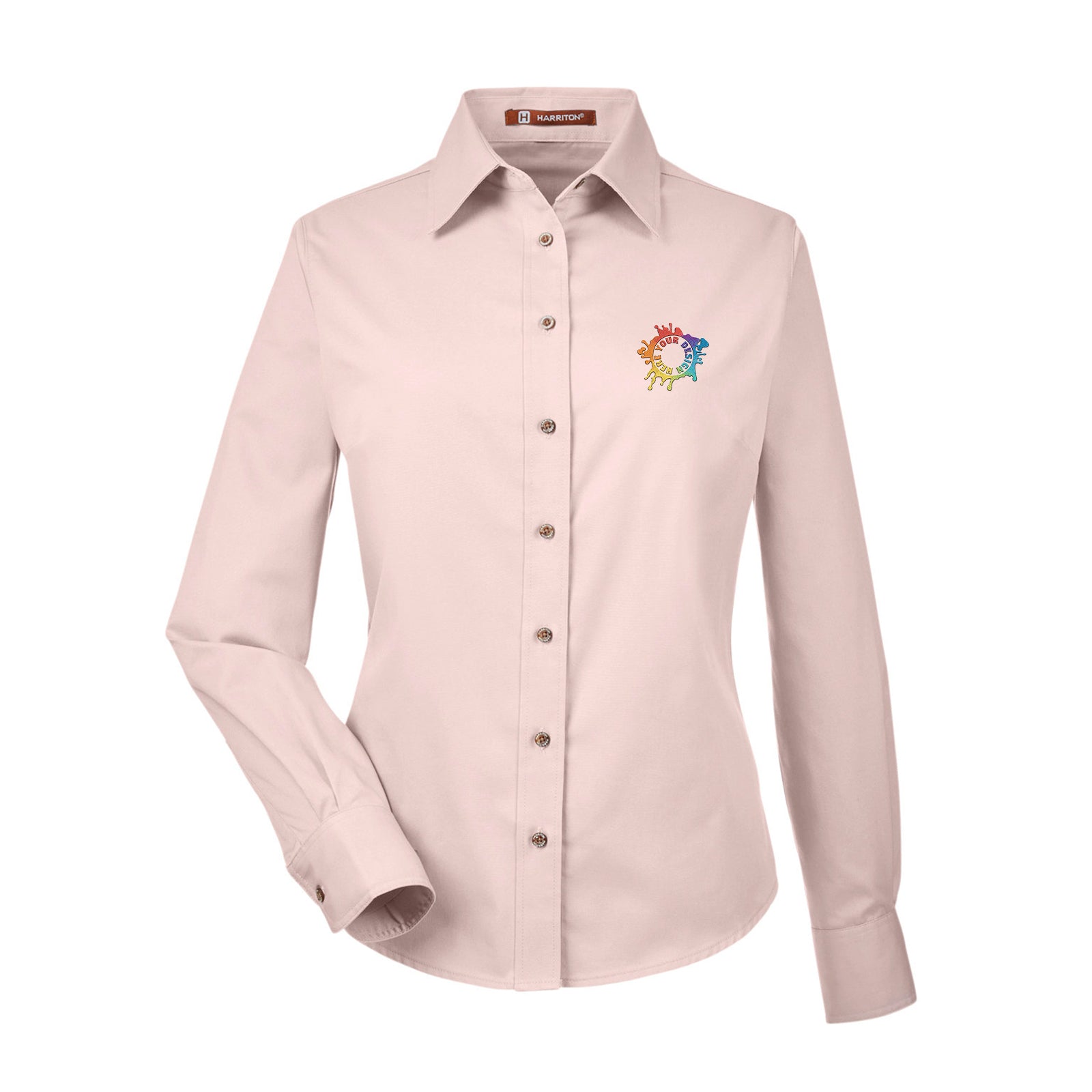 Harriton Ladies' Easy Blend™ Long-Sleeve Twill Shirt with Stain-Release Embroidery - Mato & Hash